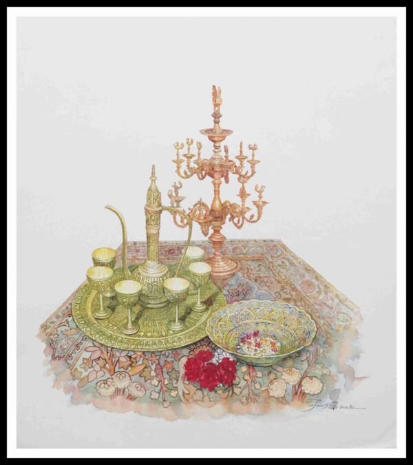 SH 1655C Indian Wineset & Candlestand 6×6 Mini Print – Fan S.H.