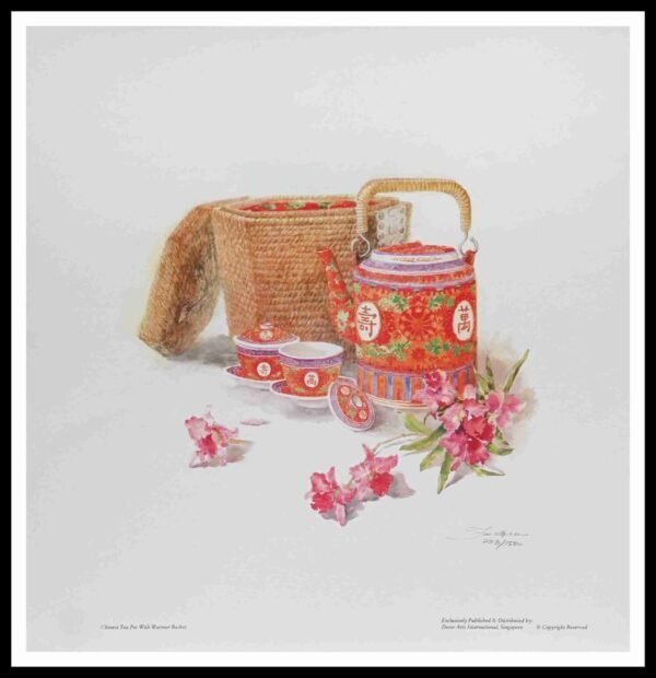 SH 1621C Chinese Teapot & Warmer Basket 3×3 Mini Print – Fan S.H.