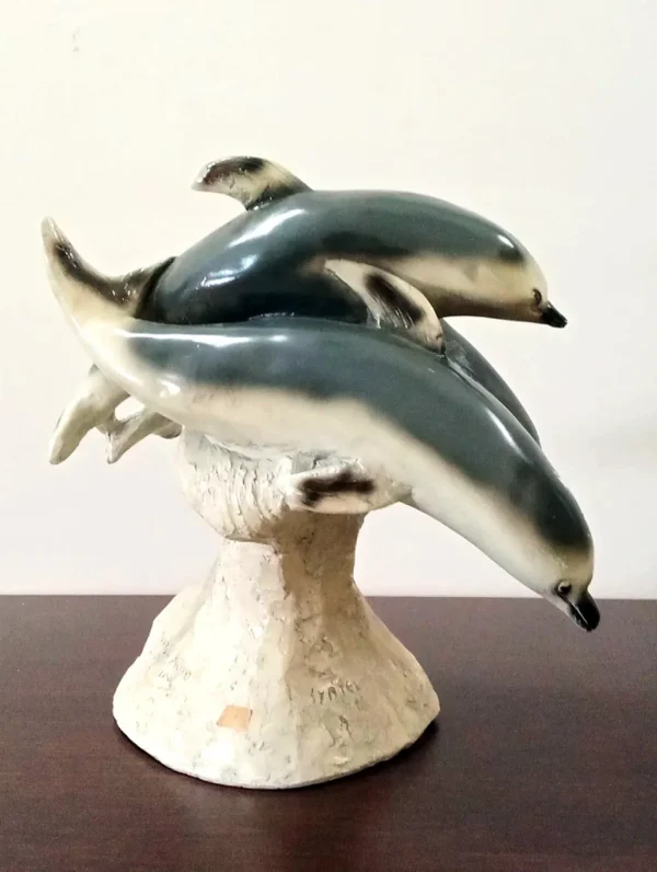 AP-052 Handcrafted and painted Dolphins Sculpture
