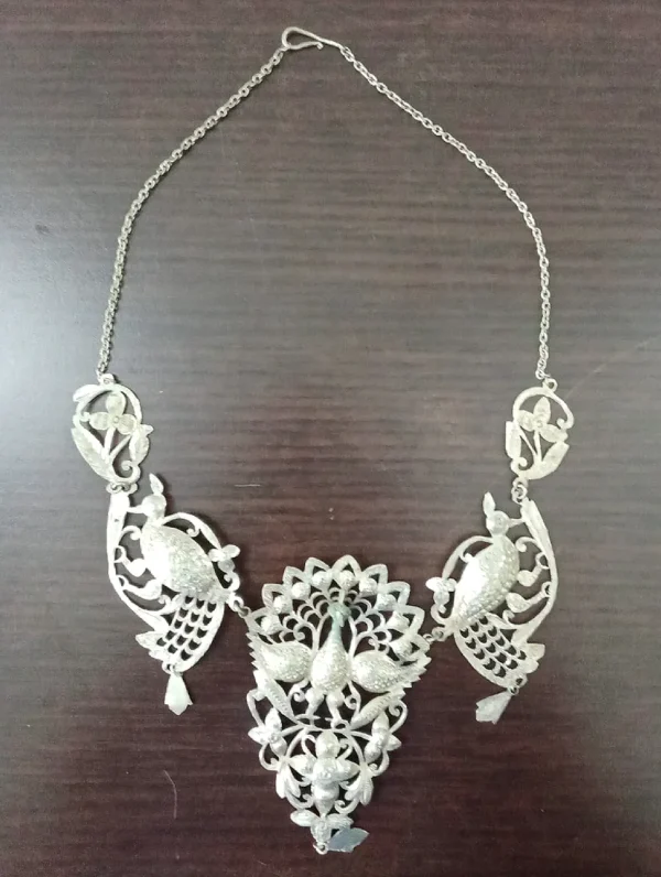 IDN-080 Handcrafted Silver Necklace Peacock Design