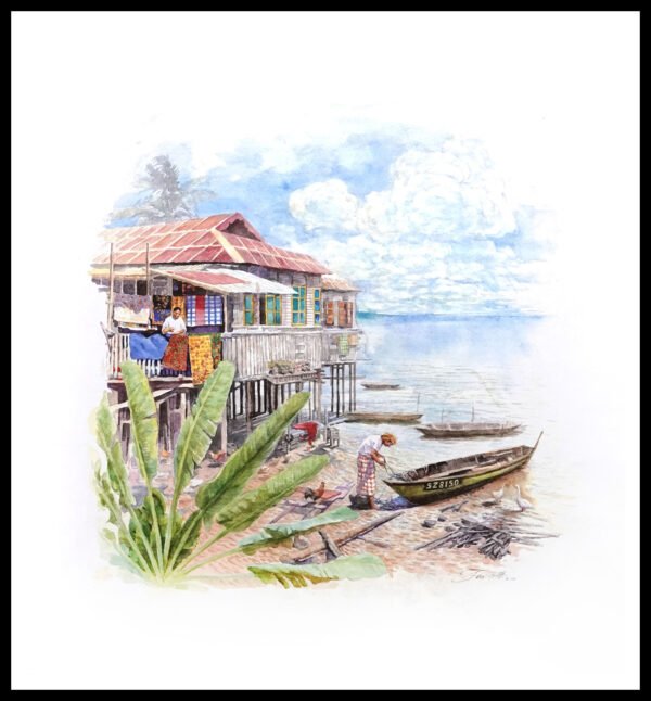 SH 1631C Malay Kampong 3×3 Mini Print – Fan S.H.