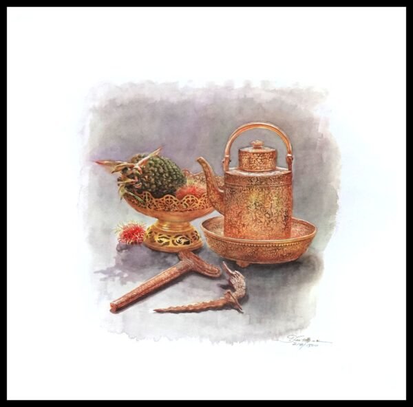 SH 1629C Malay Kris and Brasswares 3×3 Mini Print – Fan S.H.