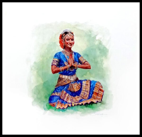 SH 1656C Indian“Bharata Natyam” Dancer 6×6 Mini Print – Fan S.H.