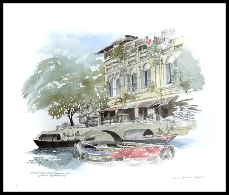 BF 606C  Boat Quay on Singapore River 7x5"