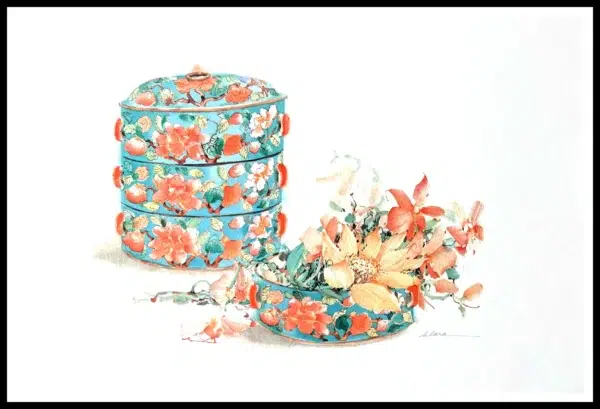 CR 1058 Porcelain Tengkat Tiffin Carrier 7×5"/ 4x3"