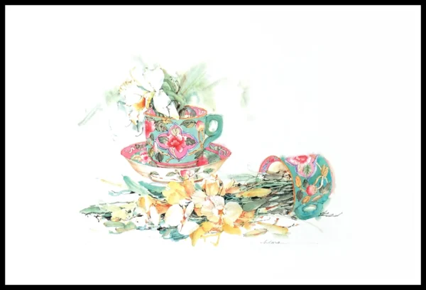 CR 1059 Peranakan Teacups 7×5"/4x3"