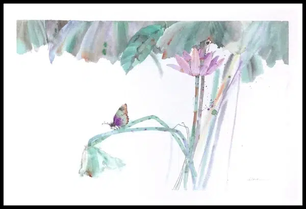 CR 1064 Lotus w/Butterfly B 7×5"