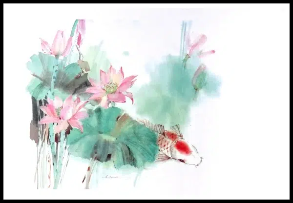 CR 1071 Lotus with Fish A 7×5"