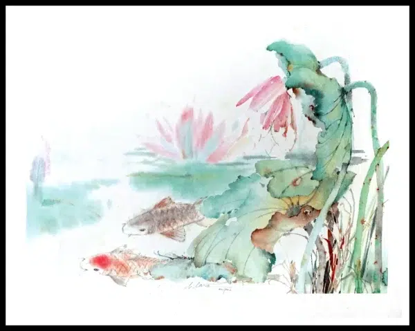 CR 1067 Lotus Pond w/Carps A 7×5"